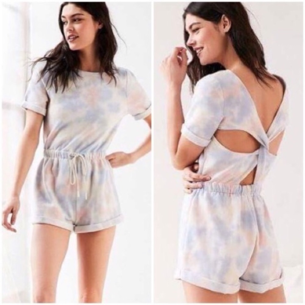 UO Out From Under Soft Tie Dye Romper Lounge